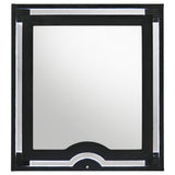 Ravenne upholstered mirror mounted on dresser