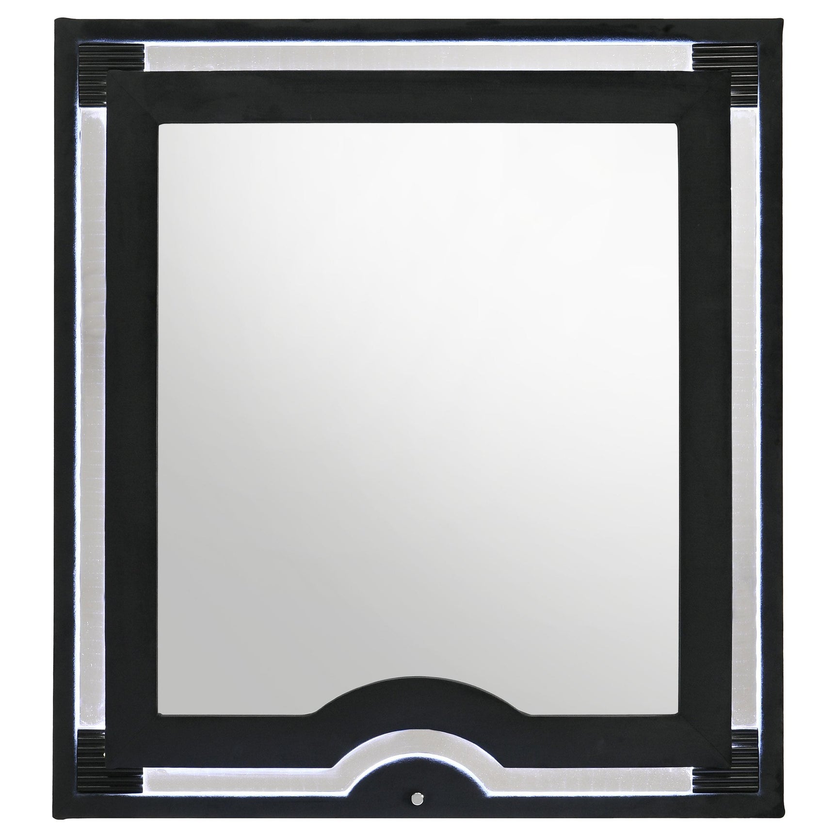 Ravenne upholstered mirror mounted on dresser
