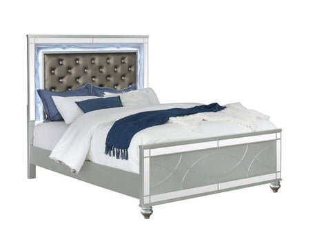 Gunnison Queen Panel Bed front view with LED lighting