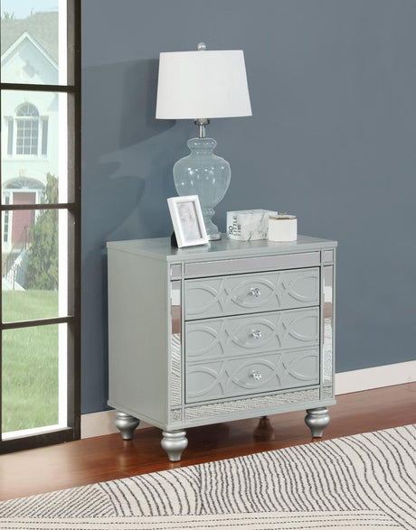 Gunnison 2-Drawer Nightstand front view silver metallic