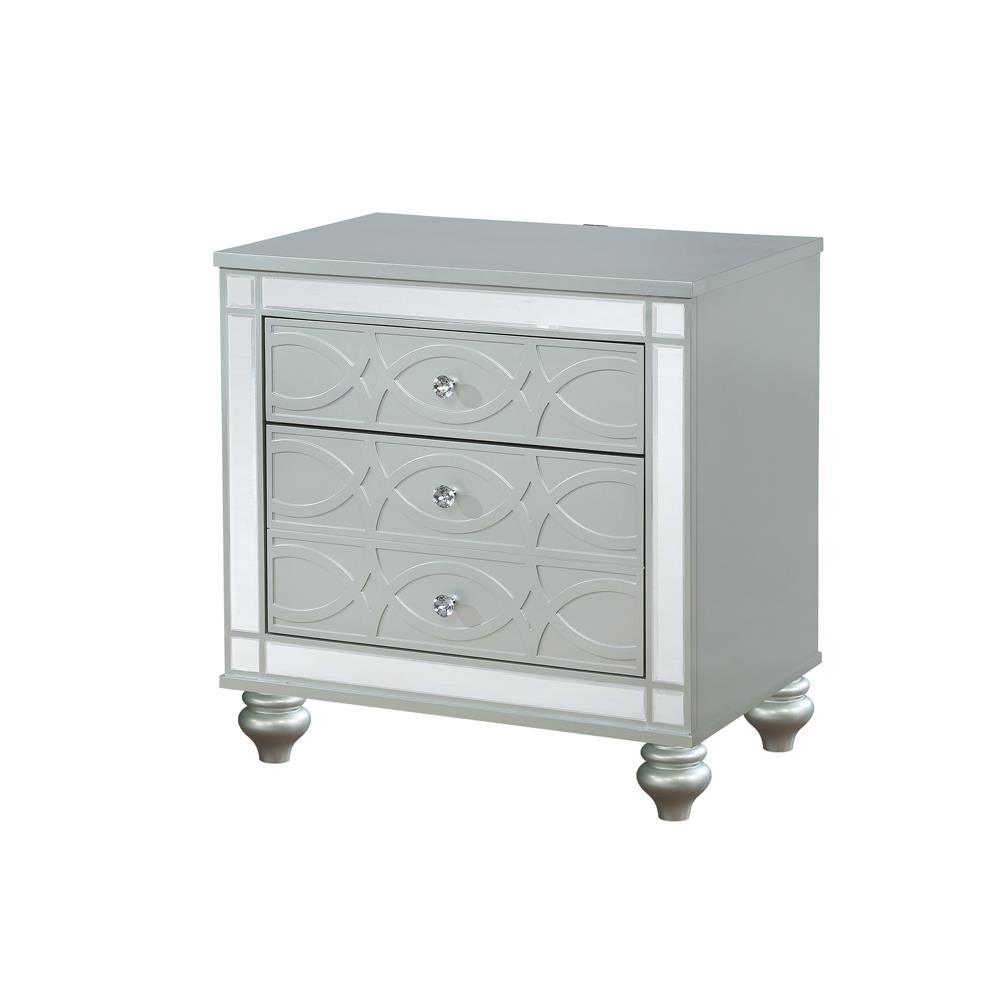 Close-up of Gunnison nightstand crystal drawer pulls