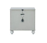 Top view of Gunnison nightstand metallic fretwork pattern