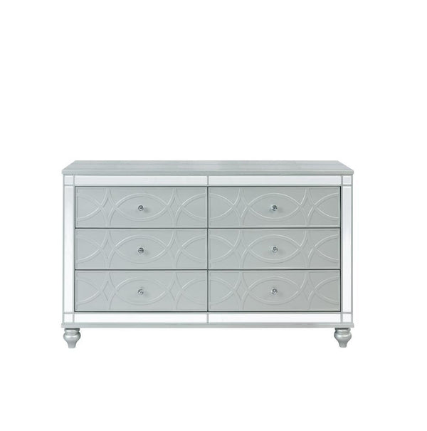 Gunnison 6-Drawer Dresser Silver Metallic front view