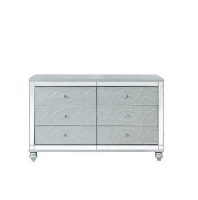 Gunnison 6-Drawer Dresser Silver Metallic front view