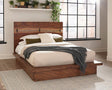 Winslow Eastern King Panel Bed in Smokey Walnut and Coffee Bean - angled front view