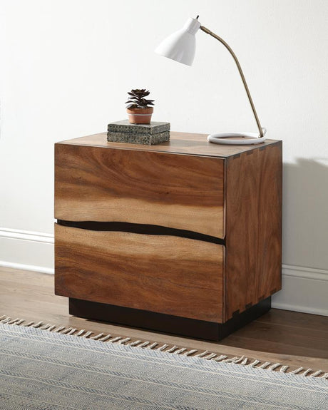 Winslow 2-Drawer Nightstand front view smokey walnut and coffee bean