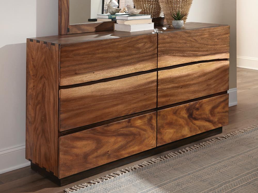 Winslow 6-Drawer Dresser front view showing smokey walnut and coffee bean finish