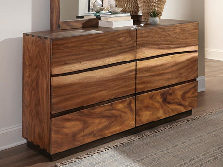 Winslow 6-Drawer Dresser front view showing smokey walnut and coffee bean finish