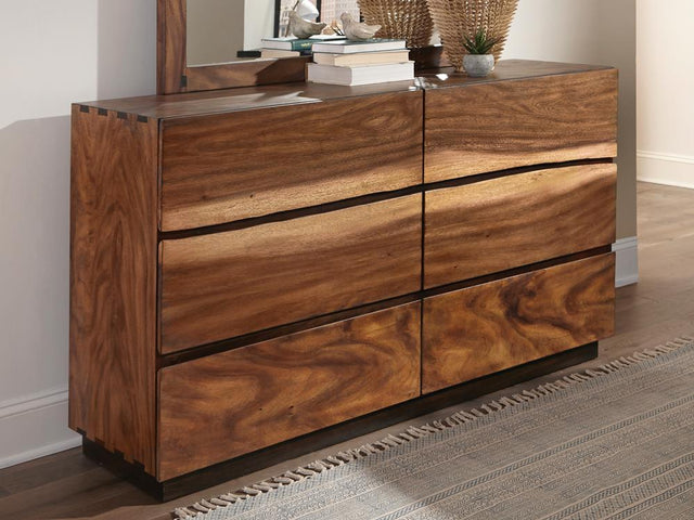 Winslow 6-Drawer Dresser front view showing smokey walnut and coffee bean finish