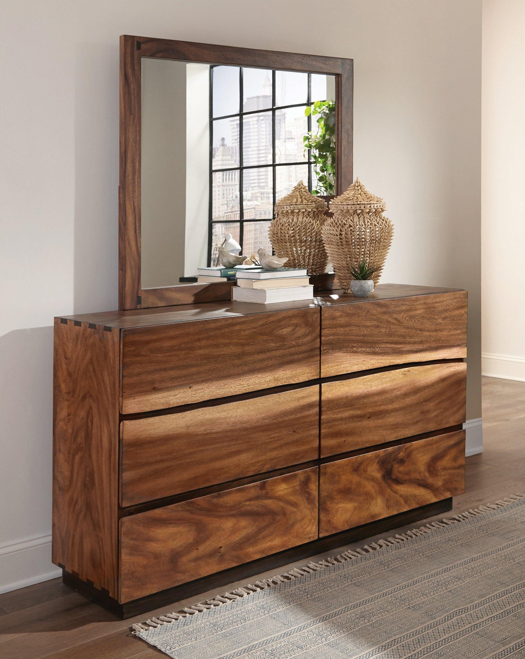 Winslow Standing Floor Mirror in Smokey Walnut and Coffee Bean finish
