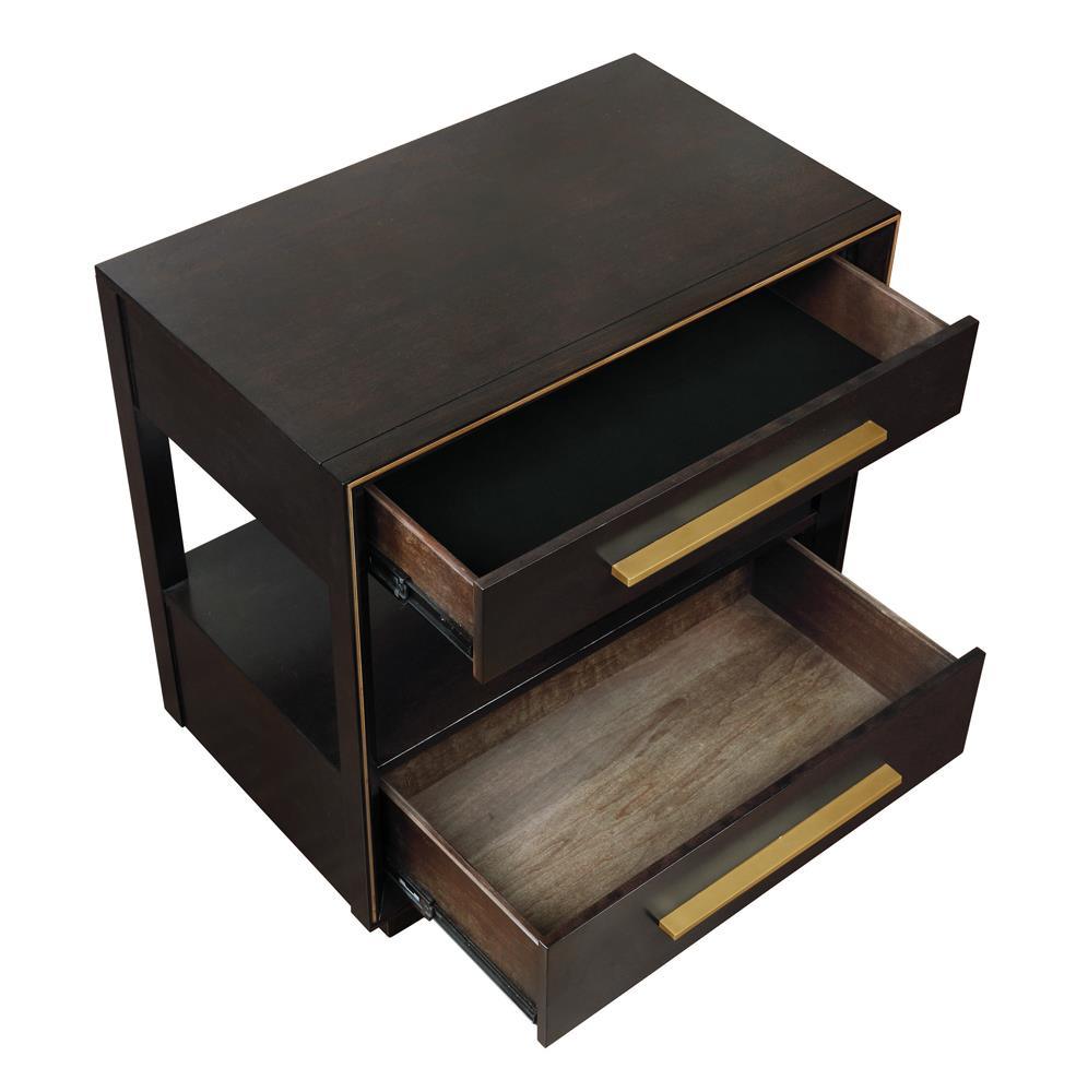 Drawer partially open showing velvet lining