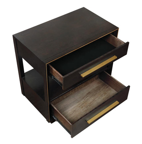 Drawer partially open showing velvet lining