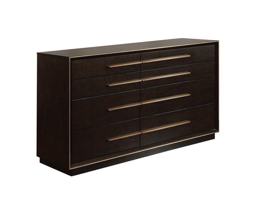 Side angle of Durango 8-drawer dresser showing drawer details