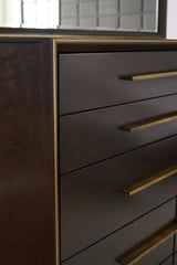 Durango 8-drawer dresser in smoked peppercorn finish with metallic drawer pulls