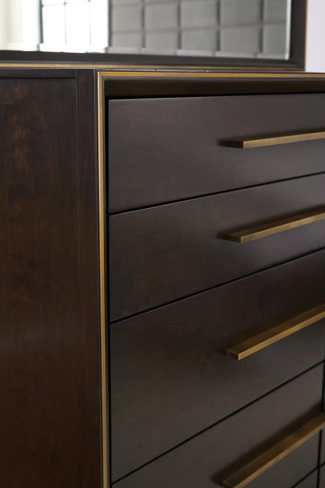 Durango 8-drawer dresser in smoked peppercorn finish with metallic drawer pulls