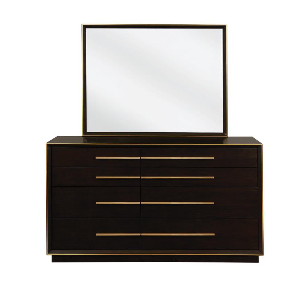 Durango 8-drawer dresser in smoked peppercorn finish with metallic drawer pulls