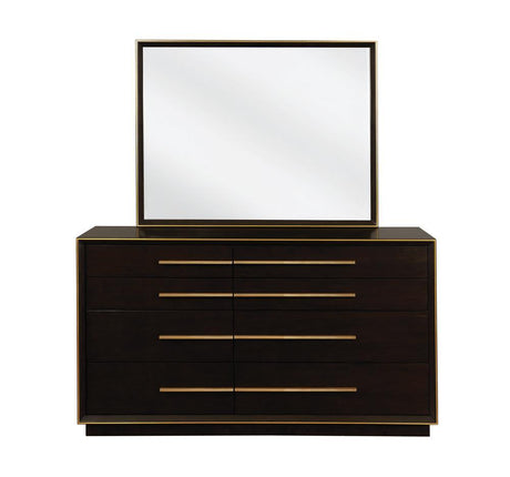 Durango 8-drawer dresser in smoked peppercorn finish with metallic drawer pulls