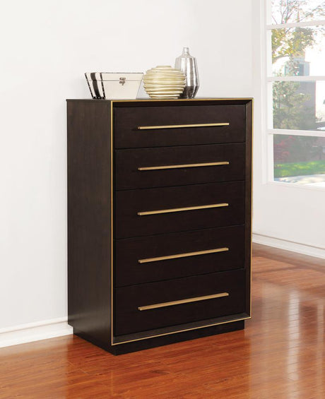 Durango 5-Drawer Chest smoked peppercorn front view