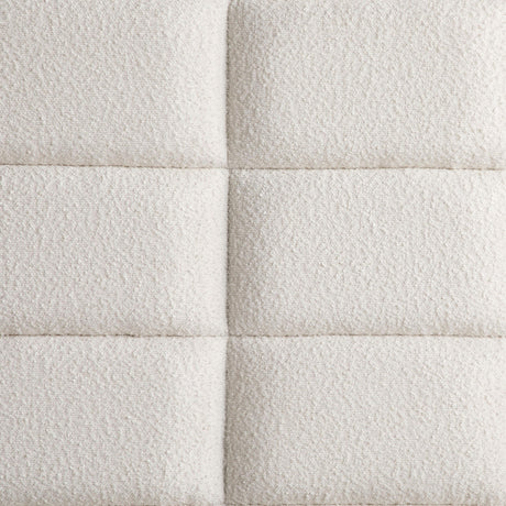 Durango bed corner showing wood grain and fabric