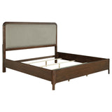 Close-up of walnut veneer finish on Maderia bed frame