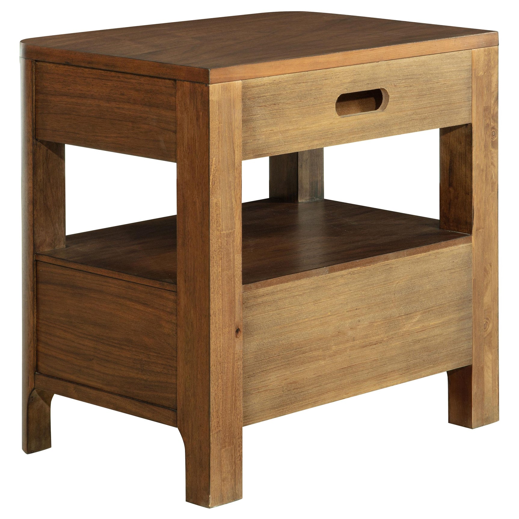 Maderia nightstand showing wood grain and finish