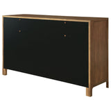 Full front view of Maderia 8-drawer walnut dresser