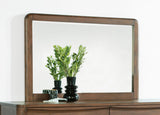Maderia dresser mirror walnut frame close-up corner