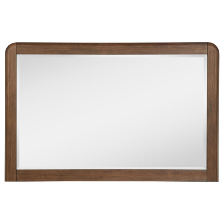 Side angle of Maderia walnut dresser mirror