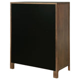 Walnut veneer finish detail on chest surface