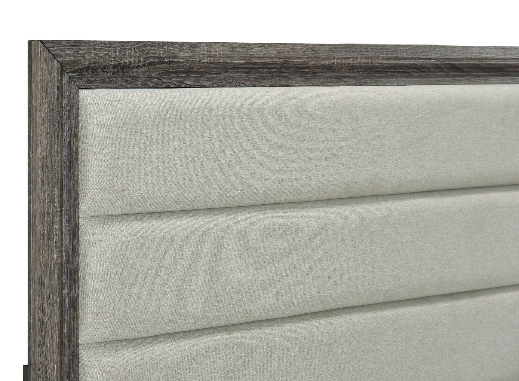 Brown oak finish on bed frame detail