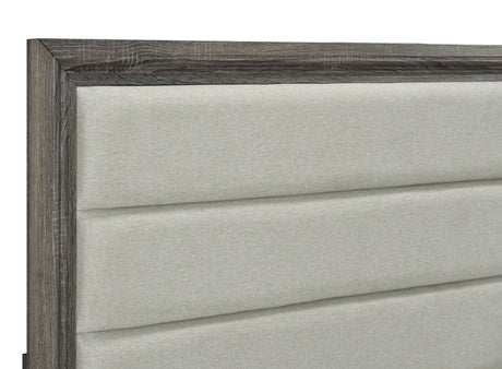 Brown oak finish on bed frame detail
