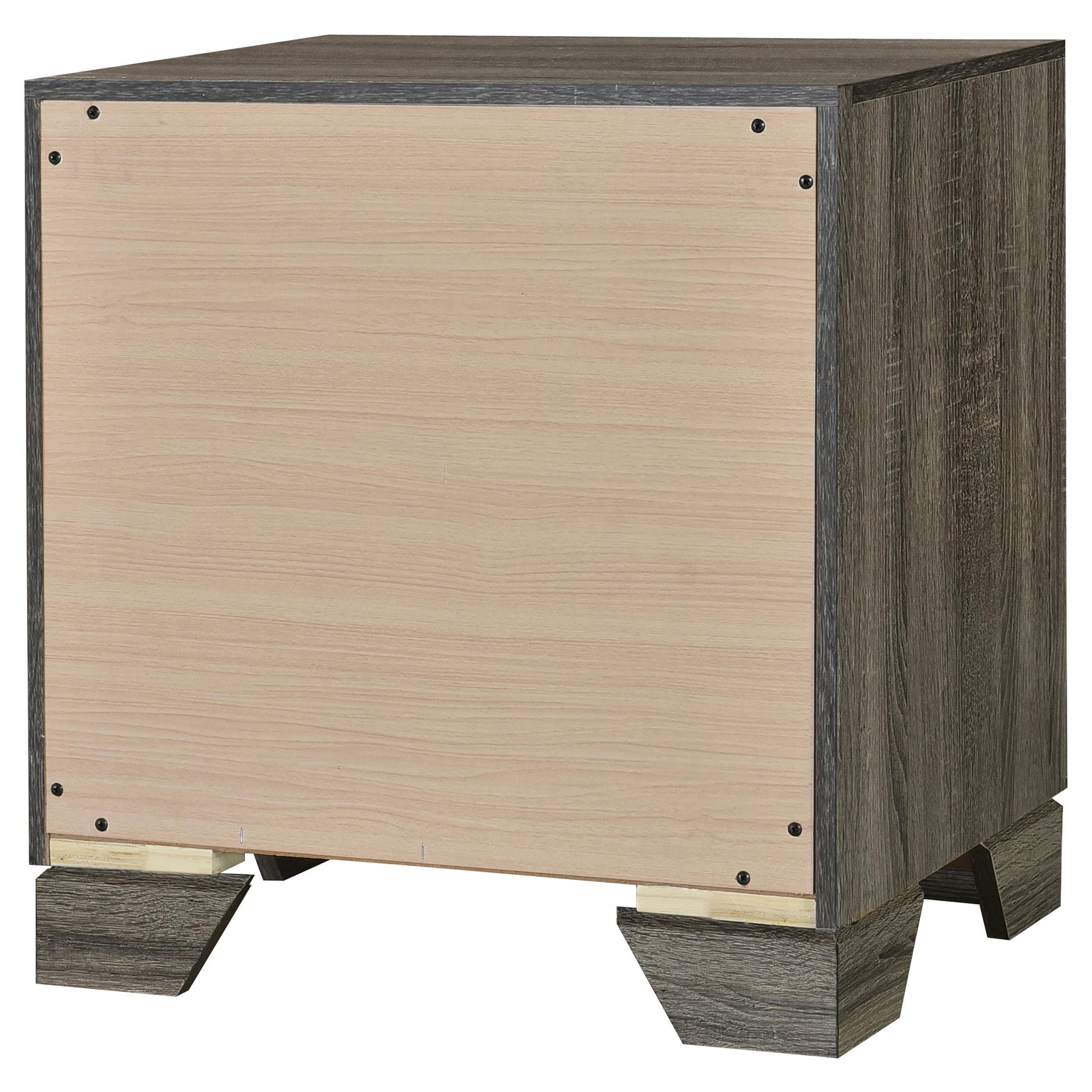 Back view of Wright nightstand showing solid construction