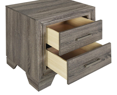 Wright nightstand alongside matching dresser in brown oak finish