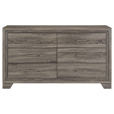 Side view of Wright 6-drawer dresser cabinet