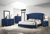 Melody Eastern King Wingback Upholstered Bed Pacific Blue - Ella Furniture