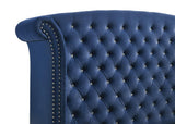 Melody Eastern King Wingback Upholstered Bed Pacific Blue - Ella Furniture
