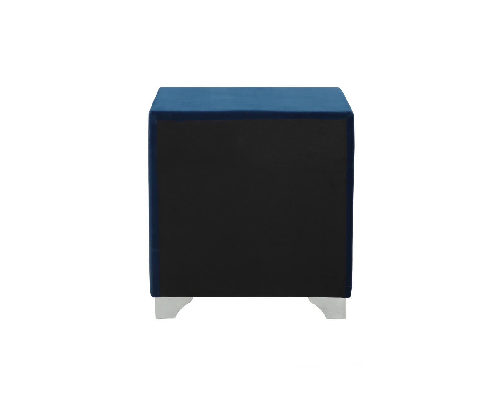 Rear angle of Melody Nightstand with nailhead trim and tapered legs
