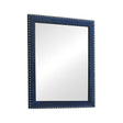 Melody Rectangular Upholstered Dresser Mirror Pacific Blue angled front view