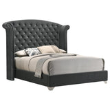 Melody Queen Wingback Upholstered Bed in dark grey, front view