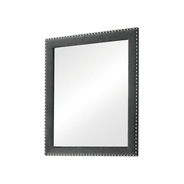 Melody Grey Upholstered Rectangular Dresser Mirror front view