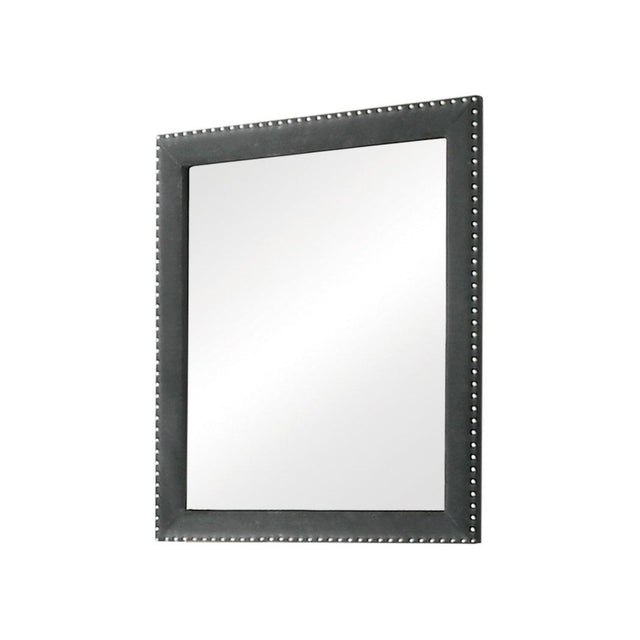 Melody Grey Upholstered Rectangular Dresser Mirror front view