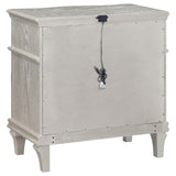 Evangeline bedroom set side view with bed and nightstand