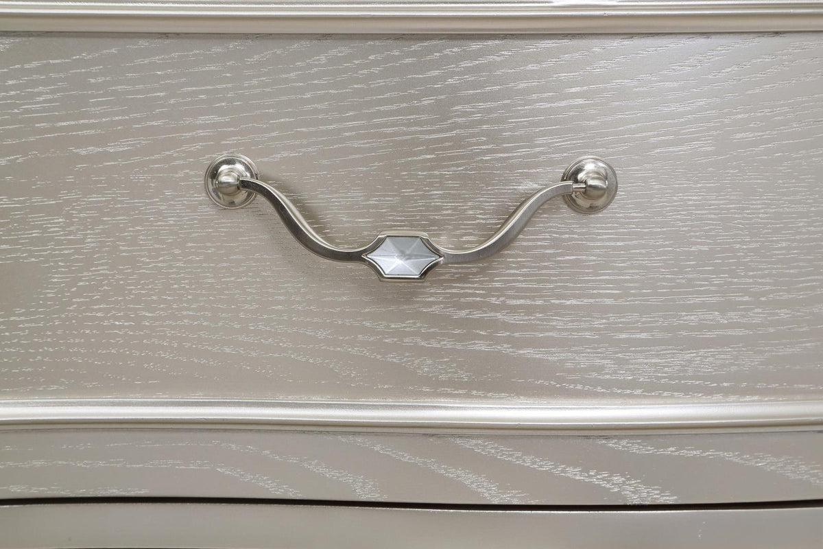Bedroom set corner showcasing upholstery and hardware