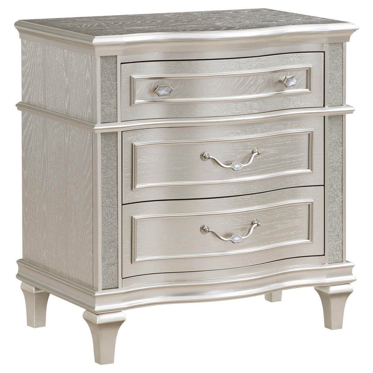 Evangeline 5-Piece Upholstered Platform Eastern King Bedroom Set Ivory And Silver Oak
