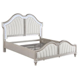 Curvy double arch tufted headboard in ivory upholstery