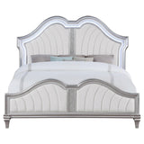 Evangeline bed footboard with tufted upholstery and silver oak frame