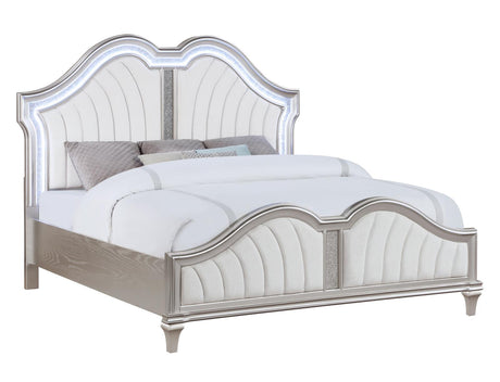 Side angle of Evangeline tufted platform Eastern King Bed