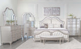 Evangeline three-drawer nightstand with USB port and silver oak finish