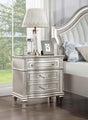 Evangeline 3-Drawer Nightstand Silver Oak front angle
