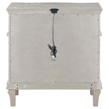 Nightstand with USB outlet visible